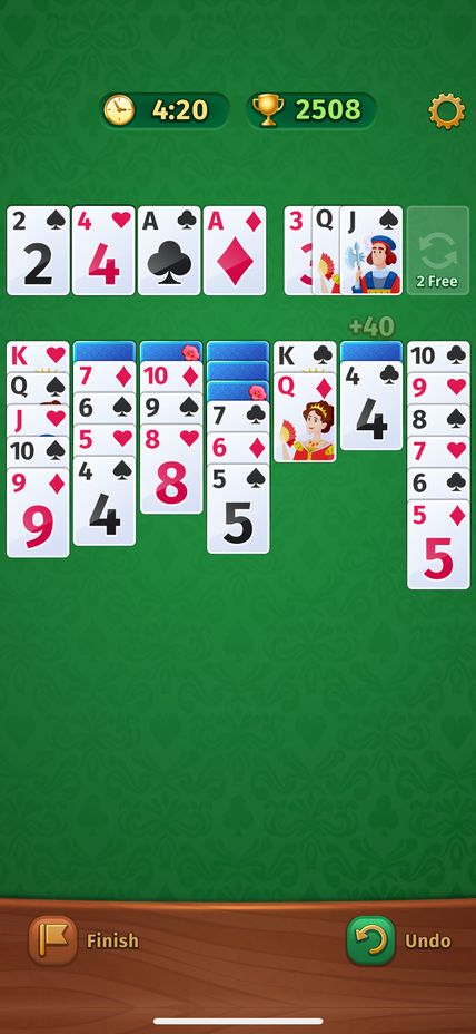 Solitaire Stash gameplay, a winning card