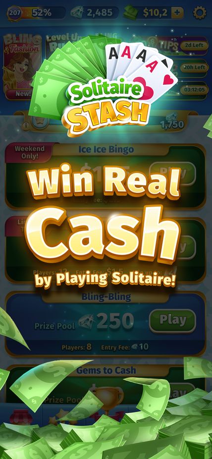 Win real cash by playing Solitaire Stash